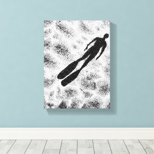 Abstract Human Silhouette – Modern Black & White A Canvas Afdruk (Insitu (Houten vloer))