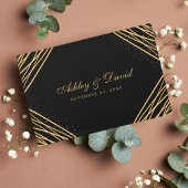 Abstract  huwelijk met zwarte en goudgeometrie gastenboek