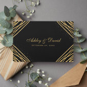 Abstract  huwelijk met zwarte en goudgeometrie gastenboek