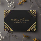 Abstract  huwelijk met zwarte en goudgeometrie gastenboek