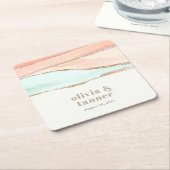 Abstract huwelijk tussen artistieke Waterverf lang Kartonnen Onderzetters (Schuin)