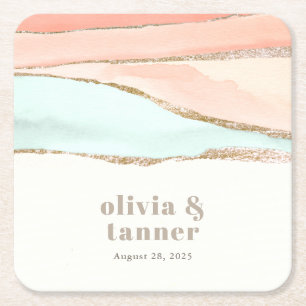 Abstract huwelijk tussen artistieke Waterverf lang Kartonnen Onderzetters