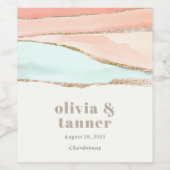 Abstract huwelijk tussen artistieke Waterverf lang Wijn Etiket (Enkel label)