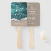 Abstract huwelijksprogramma op het strand van mood handwaaier (Voorkant en achterkant)