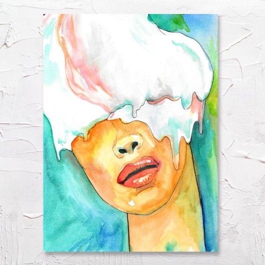 Abstract Ice Cream Vrouw Portret Art Print