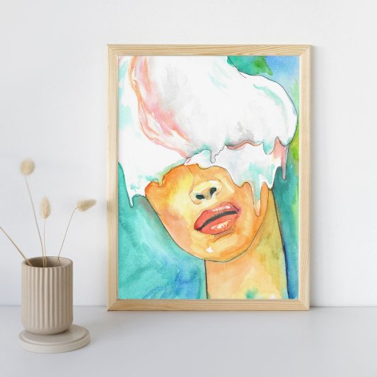 Abstract Ice Cream Vrouw Portret Art Print