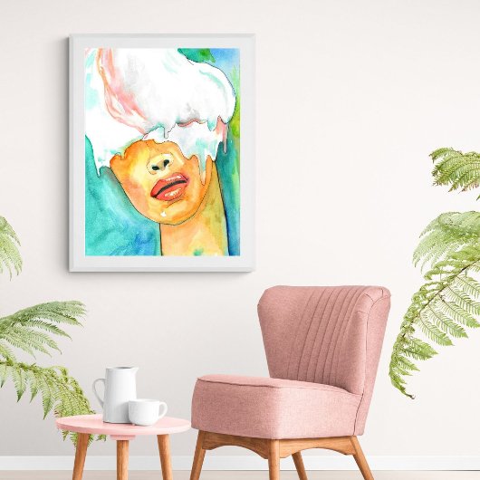 Abstract Ice Cream Vrouw Portret Art Print