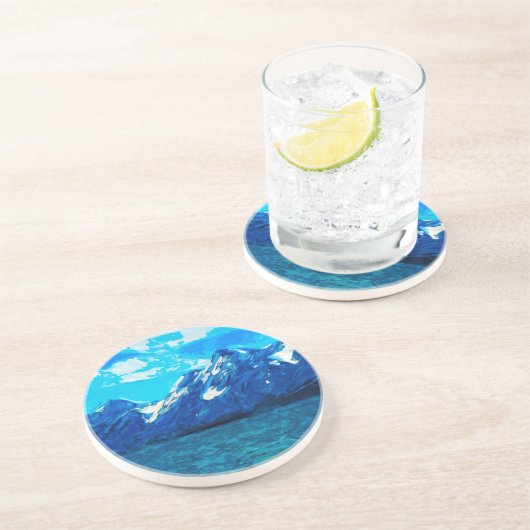 Abstract impressionisme in bergweidegebied zandsteen onderzetter (Zijkant)