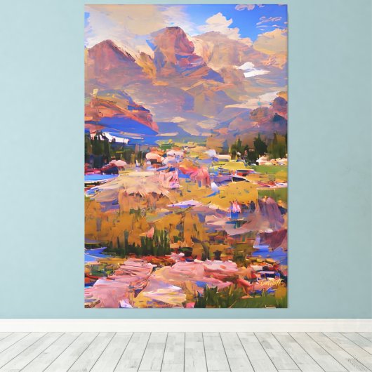 Abstract impressionisme Schilderen van Colorado Canvas Afdruk (Insitu (Houten vloer))