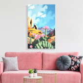 Abstract Impressionist Southwest Desert Cactus Canvas Afdruk (Insitu (Woonkamer))