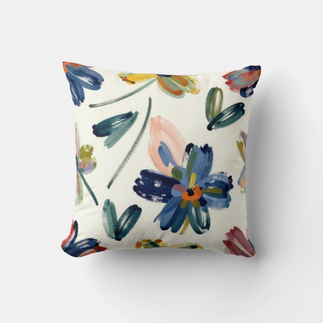 Abstract Impressionistisch Bloemenpatroon met Bol Kussen (Voorkant)