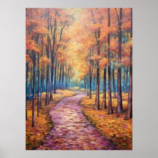 Abstract Impressionistisch Herfstpad Fine Art Poster (Voorkant)