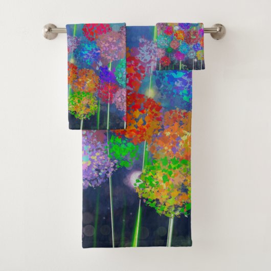 Abstract impressionistisch veld bloemen bad handdoek (Insitu)