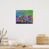 Abstract impressionistisch veld bloemen canvas pri poster (Keuken)