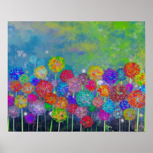 Abstract impressionistisch veld bloemen canvas pri poster (Voorkant)