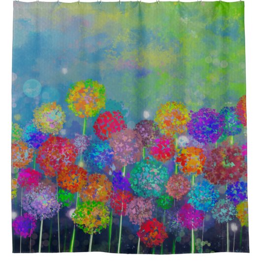 Abstract impressionistisch veld bloemen douchegordijn (Voorkant)