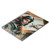 Abstract, impressionistisch Vrouw piloot en vliegt Notitieboek (Linkerzijde)