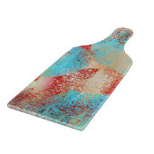 Abstract in Aqua-Blauw, Rood en Geel Snijplank (Hoek)