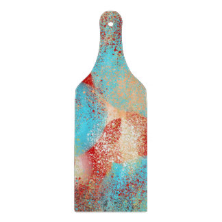 Abstract in Aqua-Blauw, Rood en Geel Snijplank