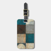 Abstract in blauw en bruin bagagelabel (Voorkant verticaal)