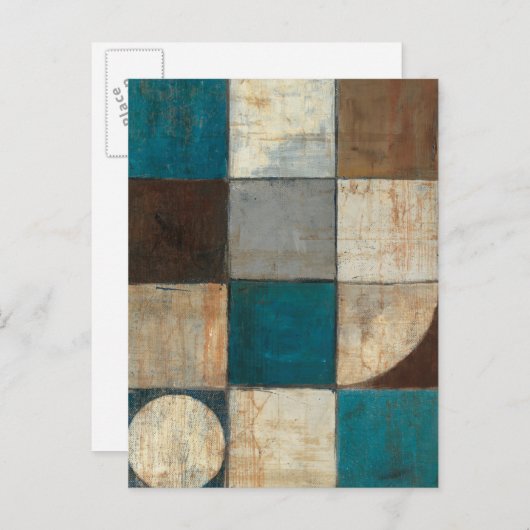 Abstract in blauw en bruin briefkaart (Voorkant / Achterkant)