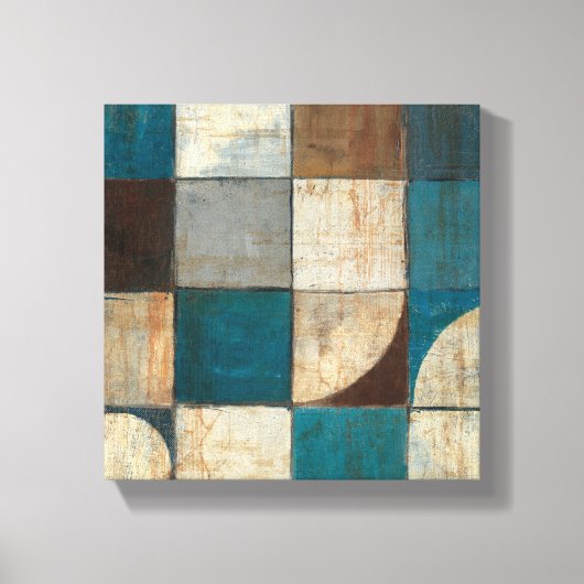 Abstract in blauw en bruin canvas afdruk (Voorkant)
