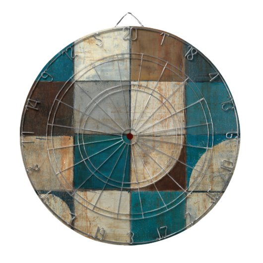 Abstract in blauw en bruin dartbord (Voorkant)