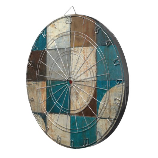 Abstract in blauw en bruin dartbord (Voorkant Rechts)