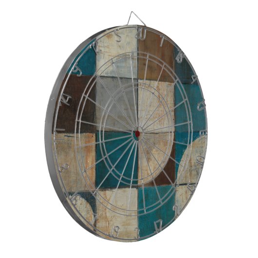 Abstract in blauw en bruin dartbord (Voorkant Links)