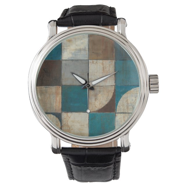 Abstract in blauw en bruin horloge (Voorkant)
