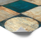 Abstract in blauw en bruin poster (Hoek)