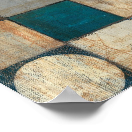 Abstract in blauw en bruin poster (Hoek)