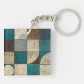 Abstract in blauw en bruin sleutelhanger (Achterkant)