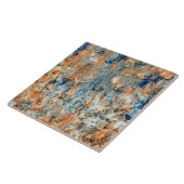 Abstract in blauw en Oranje Tegeltje (Zijkant)
