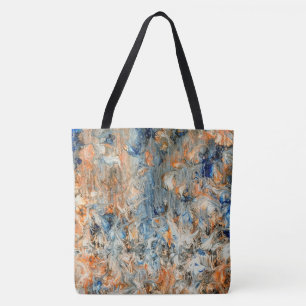 Abstract in blauw en Oranje Tote Bag