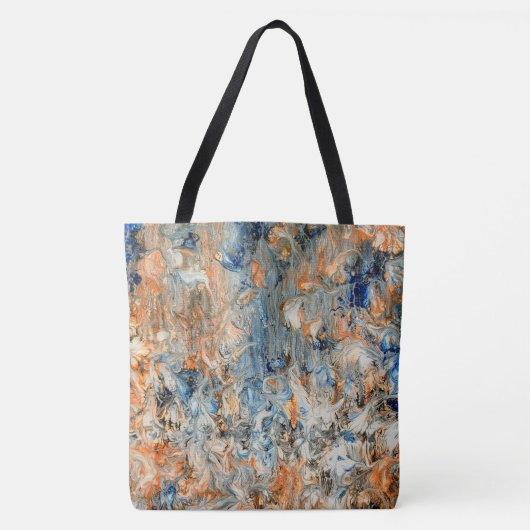 Abstract in blauw en Oranje Tote Bag (Voorkant)