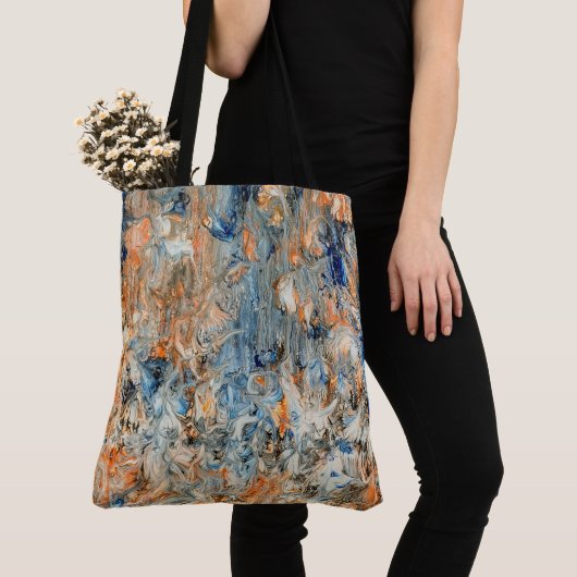Abstract in blauw en Oranje Tote Bag (Dichtbij)
