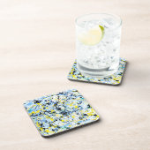 Abstract in blauw, geel en zwart bier onderzetter (Rechterzijde)