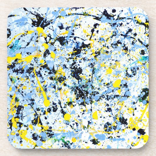 Abstract in blauw, geel en zwart bier onderzetter (Voorkant)