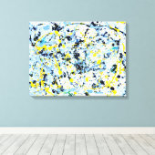 Abstract in blauw, geel en zwart canvas afdruk (Insitu (Houten vloer))