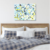 Abstract in blauw, geel en zwart canvas afdruk (Insitu (Slaapkamer))