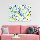 Abstract in blauw, geel en zwart canvas afdruk (Insitu (Woonkamer))