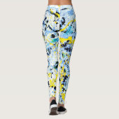 Abstract in blauw, geel en zwart leggings (Achterkant)