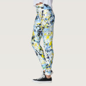 Abstract in blauw, geel en zwart leggings (Links)