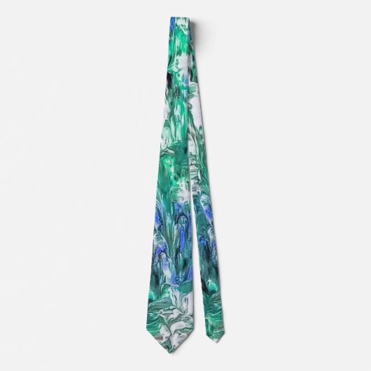 Abstract in Blue Green en White Stropdas (Voorkant)