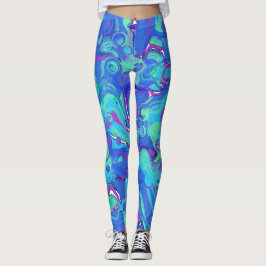 Abstract in Blues, Greens & Purples Leggings