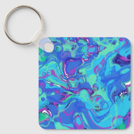 Abstract in Blues, Greens & Purples Sleutelhanger