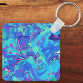 Abstract in Blues, Greens & Purples Sleutelhanger (Achterkant)