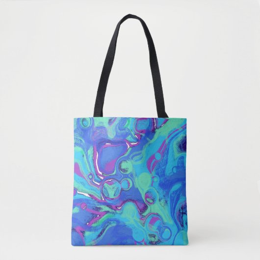 Abstract in Blues, Greens & Purples Tote Bag (Voorkant)