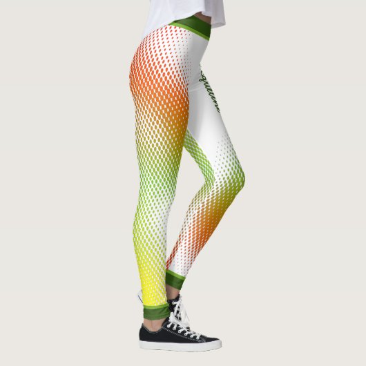 Abstract in Caribische kleuren met naam op WHITE Leggings (Rechts)